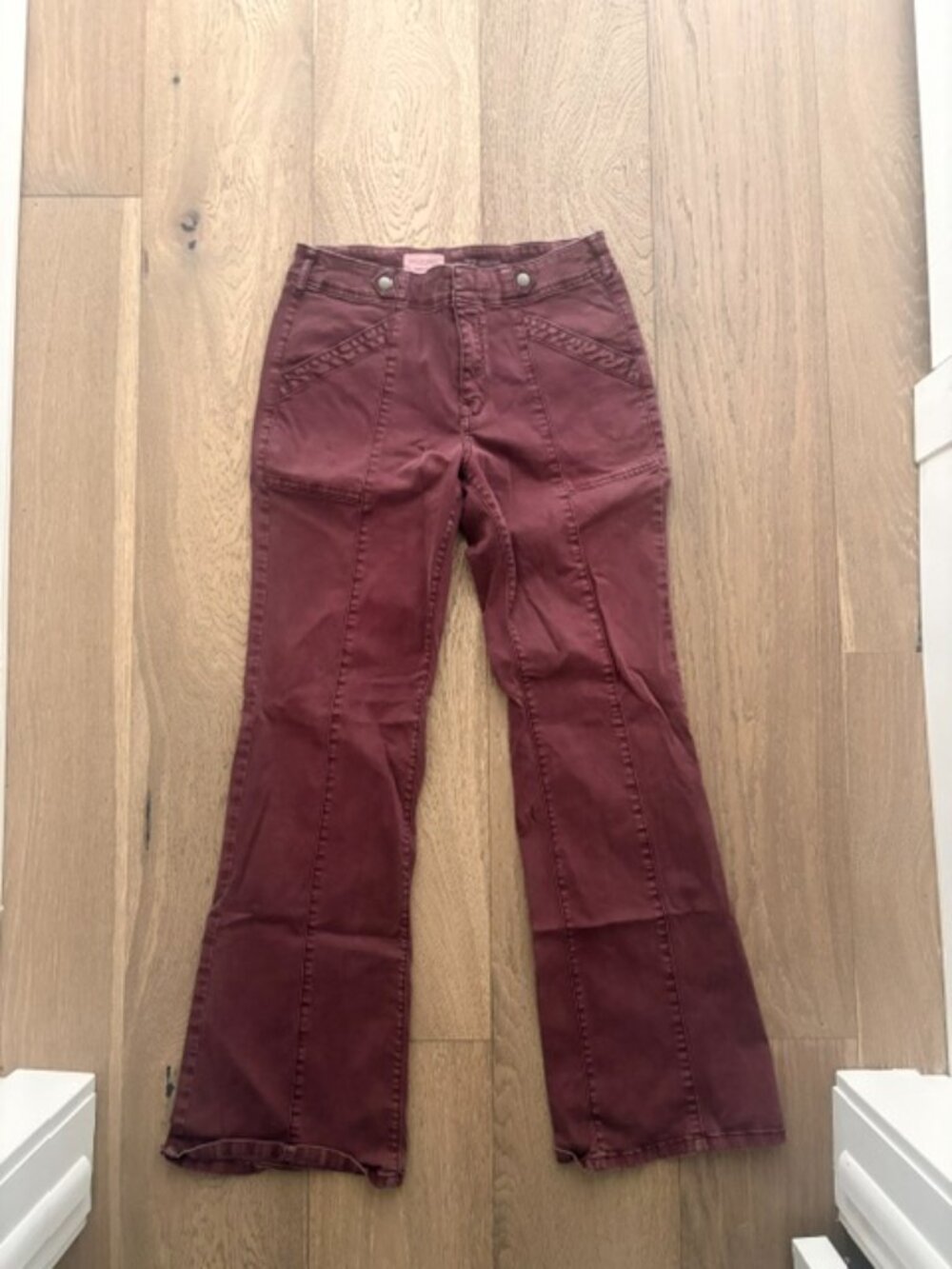 Pilcro Maroon Boot Cut Cotton Pants - Size 27